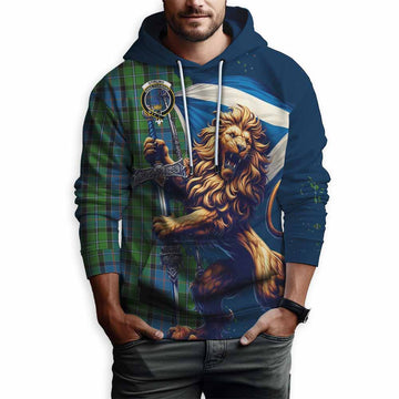 Stirling Tartan Family Crest Hoodie with Scottish Majestic Lion