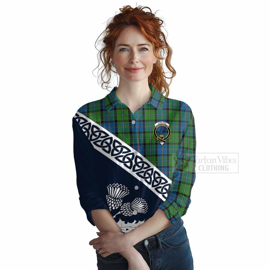 Stirling Tartan Women's Casual Shirt Featuring Thistle and Scotland Map Female - Tartan Vibes Clothing