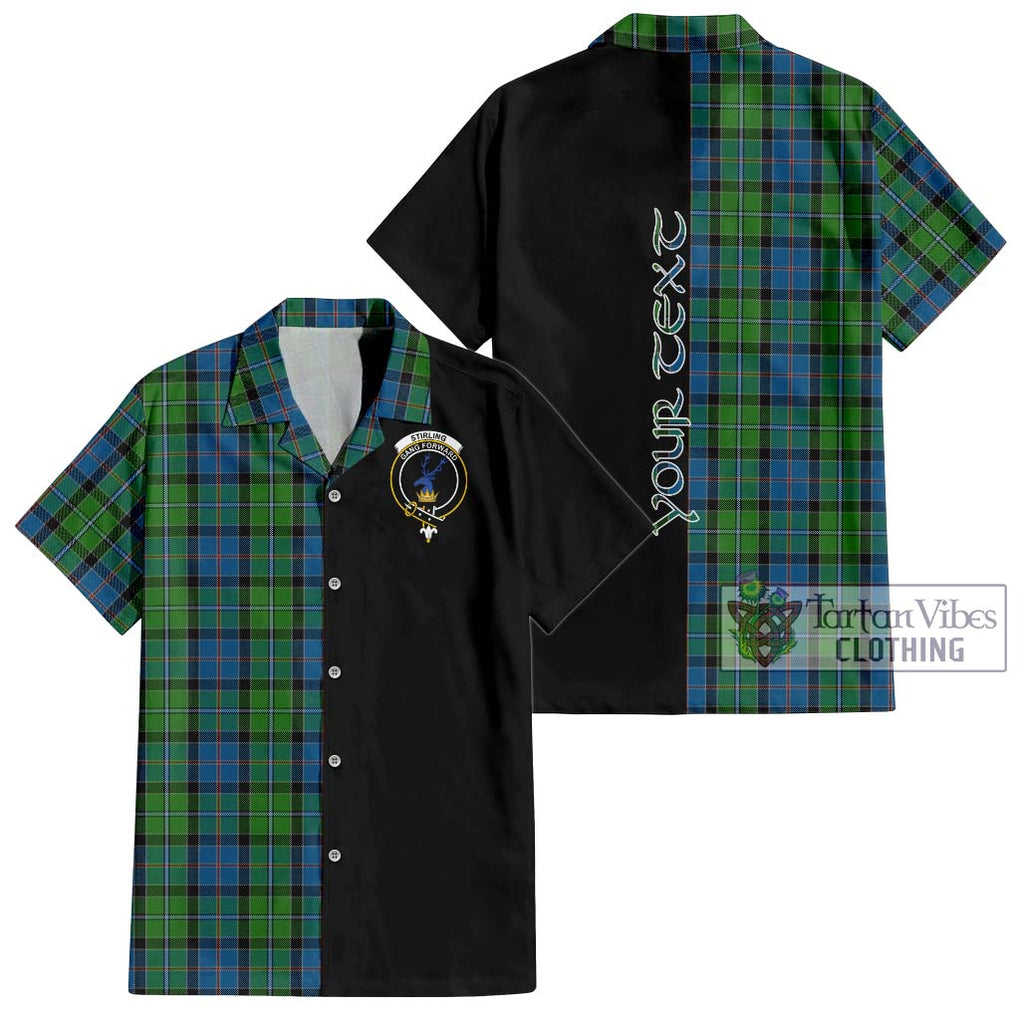 Stirling Tartan Short Sleeve Button Shirt with Family Crest and Half Of Me Style Kid - Tartanvibesclothing Shop