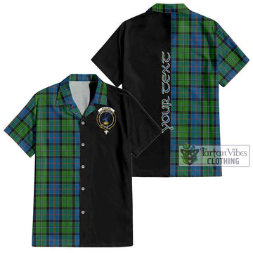 Stirling Tartan Short Sleeve Button Shirt with Family Crest and Half Of Me Style