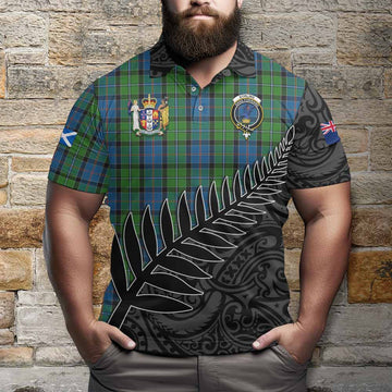 Stirling Crest Tartan Polo Shirt with New Zealand Silver Fern Half Style