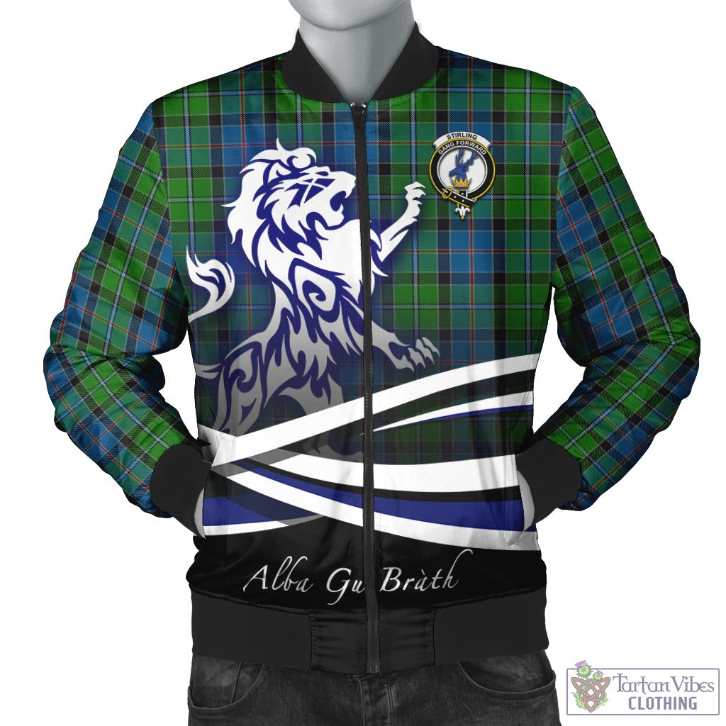 Tartan Vibes Clothing Stirling Tartan Bomber Jacket with Alba Gu Brath Regal Lion Emblem