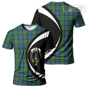 Stirling Tartan T-Shirt with Family Crest Circle Style