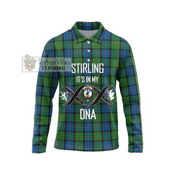 Stirling Tartan Long Sleeve Polo Shirt with Family Crest DNA In Me Style Unisex - Tartan Vibes Clothing