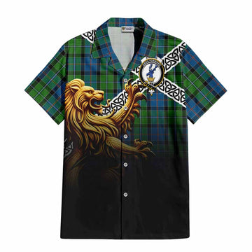 Stirling Crest Tartan Hawaiian Shirt with Golden Lion Emblem Celtic Style Kid - Tartan Vibes Clothing