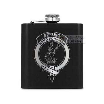 Stirling Crest Hip Flask Set 7oz Black Stainless Steel with A Gift Box One Size 7oz - 2D-tartanvibesclothing