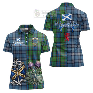 Stirling Tartan Women's Polo Shirt Happy St. Andrew's Day Half Tartan Style