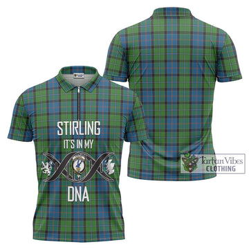 Stirling Tartan Zipper Polo Shirt with Family Crest DNA In Me Style Unisex - Tartan Vibes Clothing