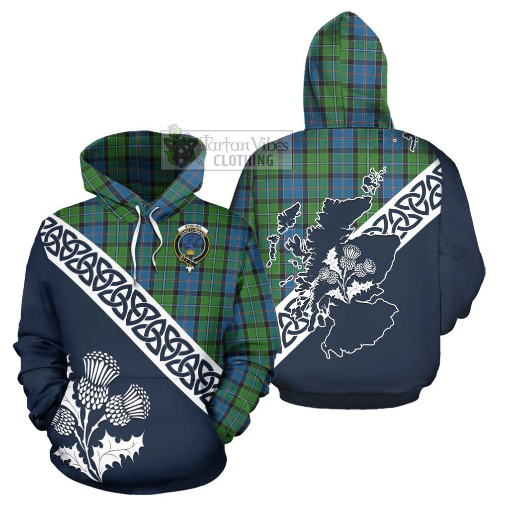 Tartan Vibes Clothing Stirling Tartan Hoodie Featuring Thistle and Scotland Map