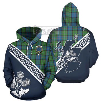 Stirling Tartan Hoodie Featuring Thistle and Scotland Map