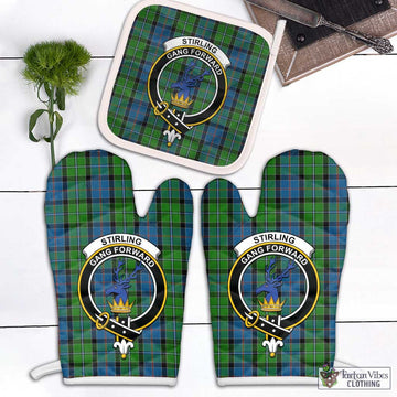 Stirling Tartan Combo Oven Mitt & Pot-Holder with Family Crest White - Tartan Vibes Clothing
