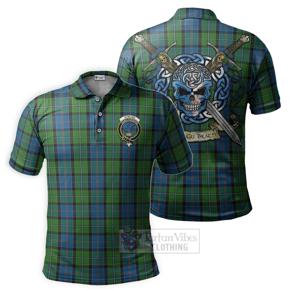 Tartan Vibes Clothing Stirling Tartan Polo Shirt with Family Crest Celtic Skull Style