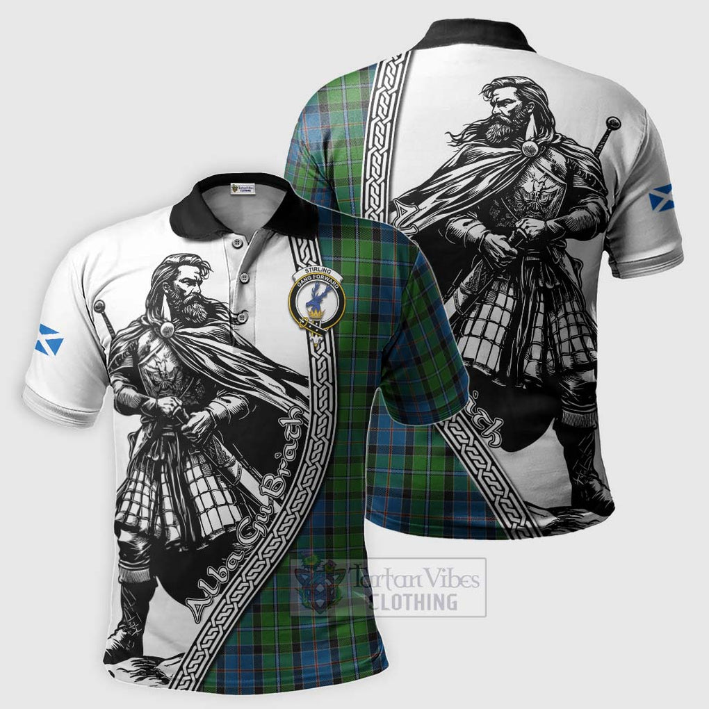 Tartan Vibes Clothing Stirling Tartan Clan Crest Polo Shirt with Highlander Warrior Celtic Style