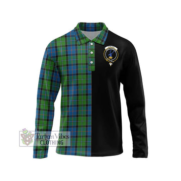 Stirling Tartan Long Sleeve Polo Shirt with Family Crest and Half Of Me Style Unisex - Tartan Vibes Clothing