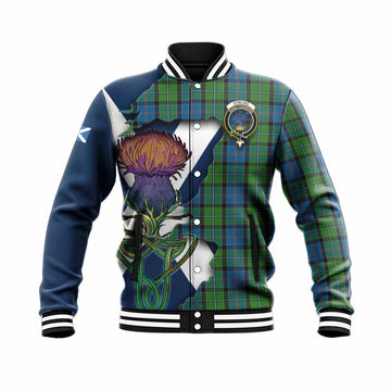 Stirling Tartan Family Crest Baseball Jacket Scottish Thistle Celtic Inspired Unisex - Tartan Vibes Clothing