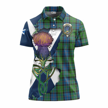 Stirling Tartan Family Crest Women's Polo Shirt Scottish Thistle Celtic Inspired Women - Tartan Vibes Clothing
