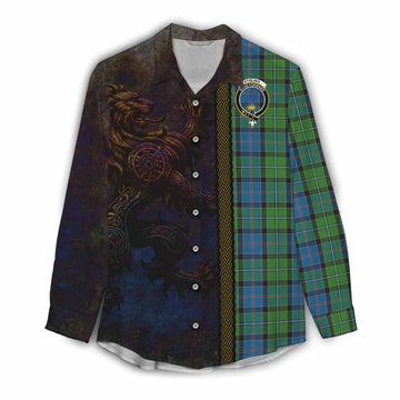 Stirling Tartan Family Crest Women's Casual Shirt Alba Gu Brath Be Brave Lion Ancient Style Female - Tartan Vibes Clothing