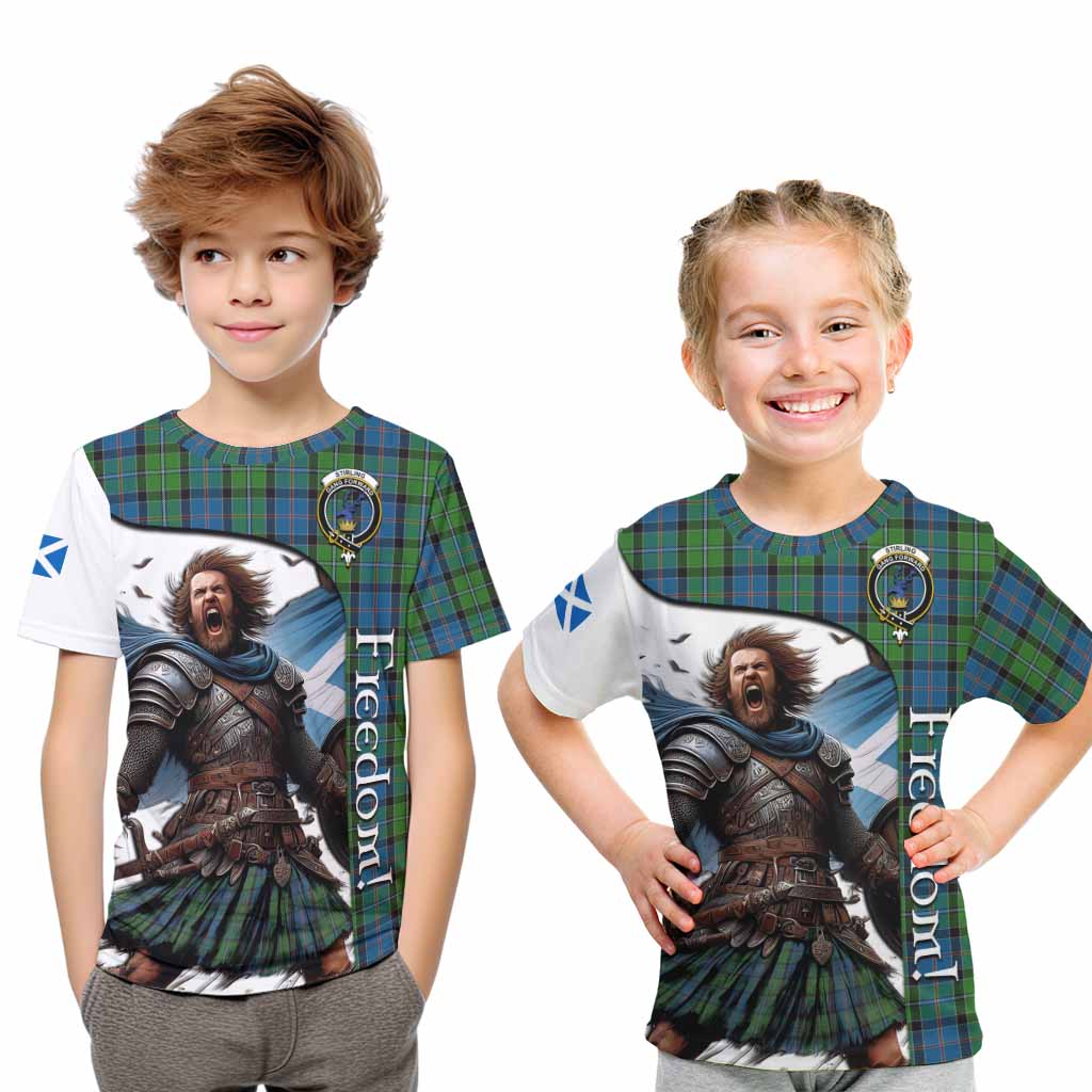 Tartan Vibes Clothing Stirling Crest Tartan Kid T-Shirt Inspired by the Freedom of Scottish Warrior