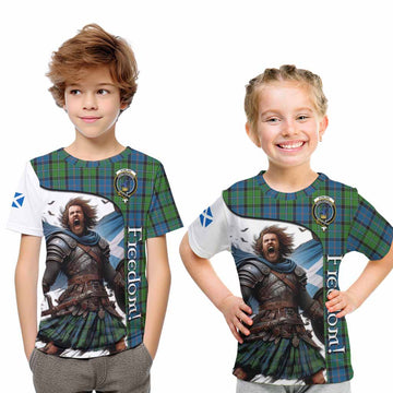 Stirling Crest Tartan Kid T-Shirt Inspired by the Freedom of Scottish Warrior