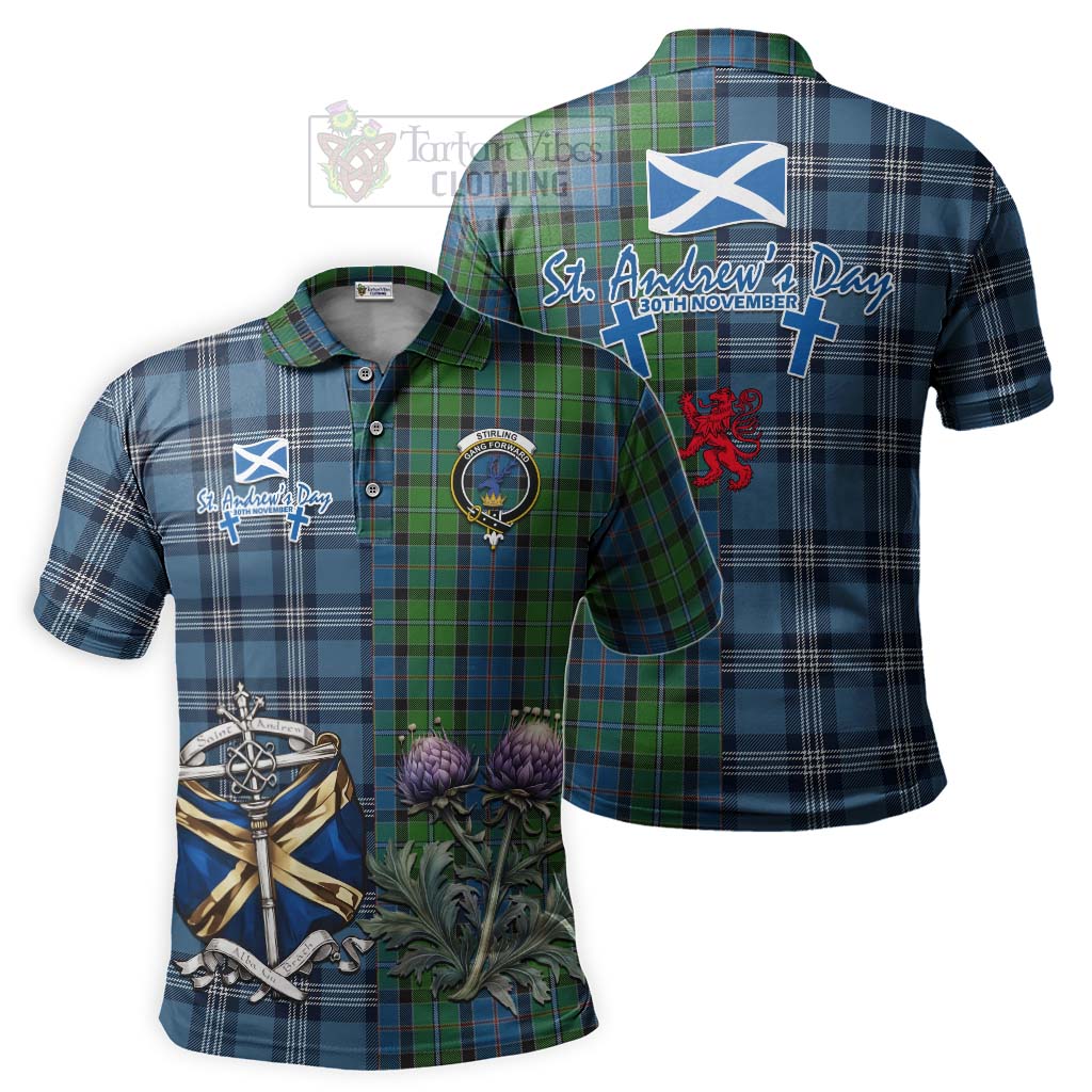 Tartan Vibes Clothing Stirling Tartan Polo Shirt Happy St. Andrew's Day Half Tartan Style