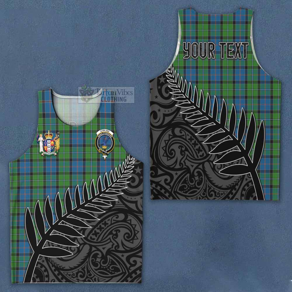 Tartan Vibes Clothing Stirling Crest Tartan Men's Tank Top with New Zealand Silver Fern Half Style