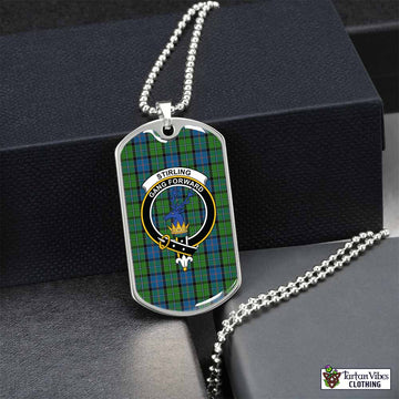 Stirling Tartan Dog Tag Necklace with Family Crest Silver No - Tartan Vibes Clothing