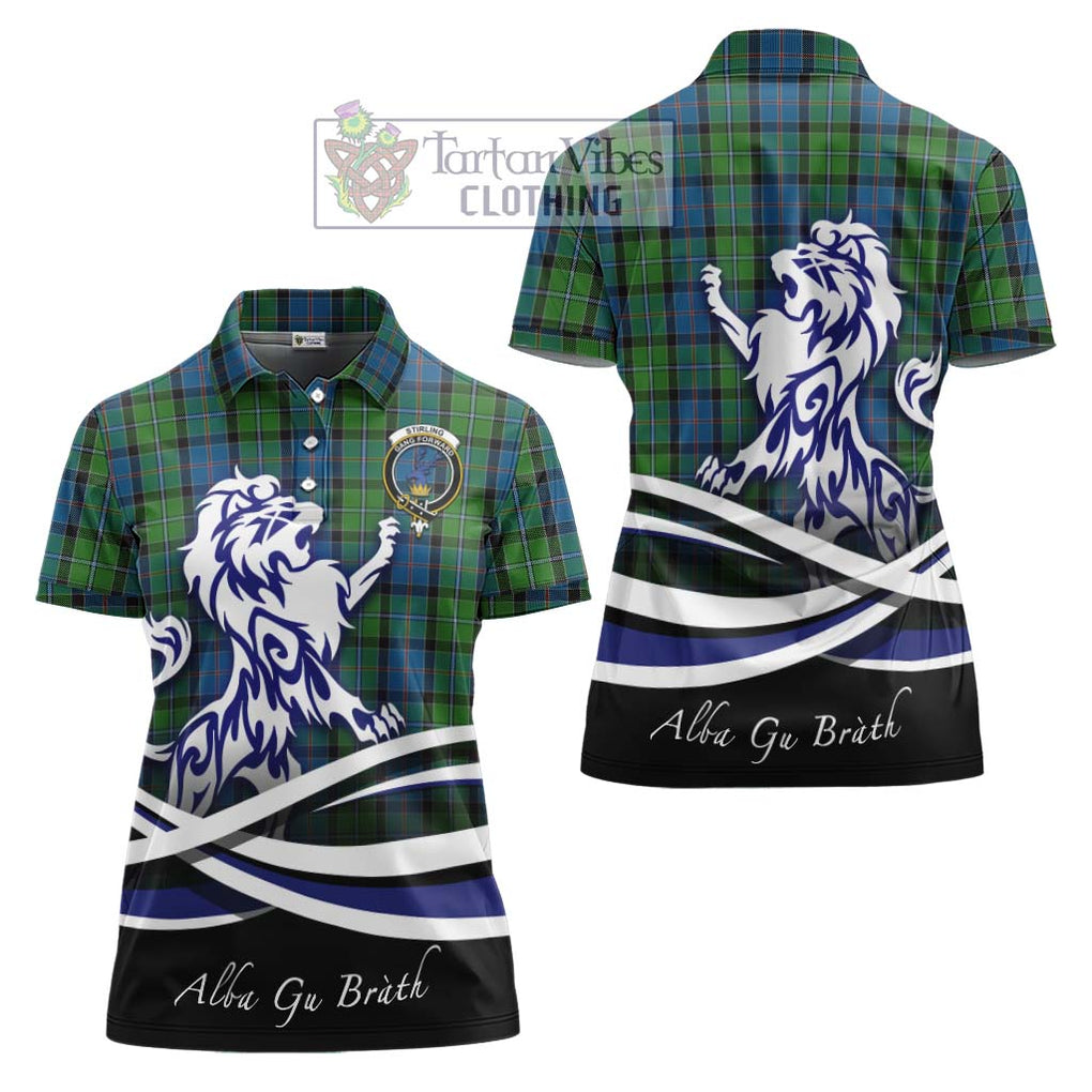 Stirling Tartan Women's Polo Shirt with Alba Gu Brath Regal Lion Emblem Women - Tartanvibesclothing Shop