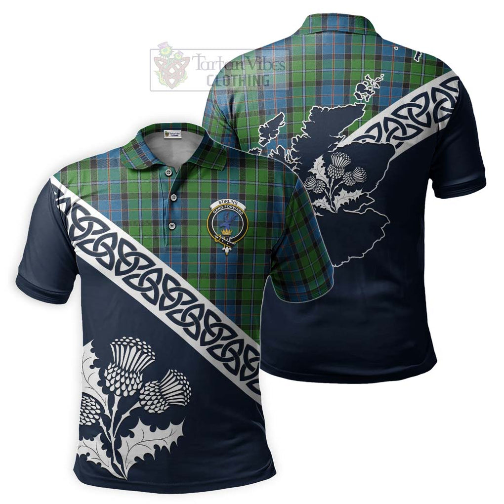 Stirling Tartan Polo Shirt Featuring Thistle and Scotland Map Kid - Tartanvibesclothing Store