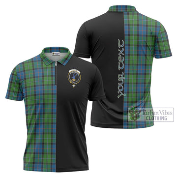 Stirling Tartan Zipper Polo Shirt with Family Crest and Half Of Me Style Unisex - Tartan Vibes Clothing