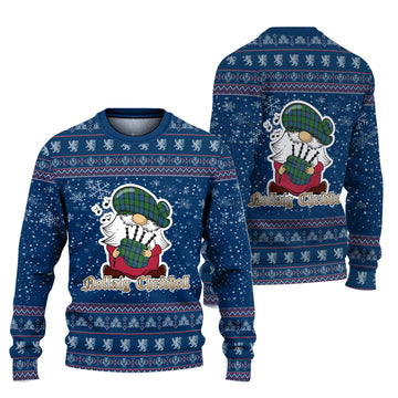 Stirling Clan Christmas Family Knitted Sweater with Funny Gnome Playing Bagpipes