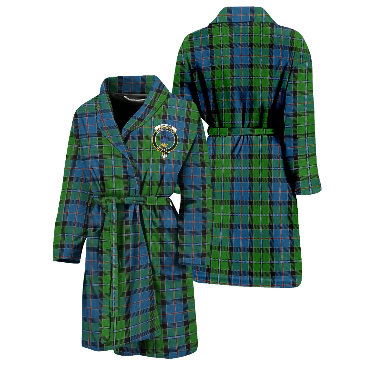 Stirling Tartan Bathrobe with Family Crest Unisex S - Tartan Vibes Clothing