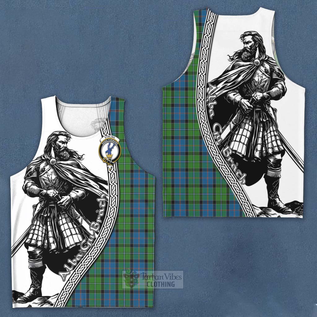 Tartan Vibes Clothing Stirling Tartan Clan Crest Men's Tank Top with Highlander Warrior Celtic Style