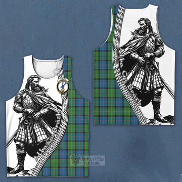 Stirling Tartan Clan Crest Men's Tank Top with Highlander Warrior Celtic Style