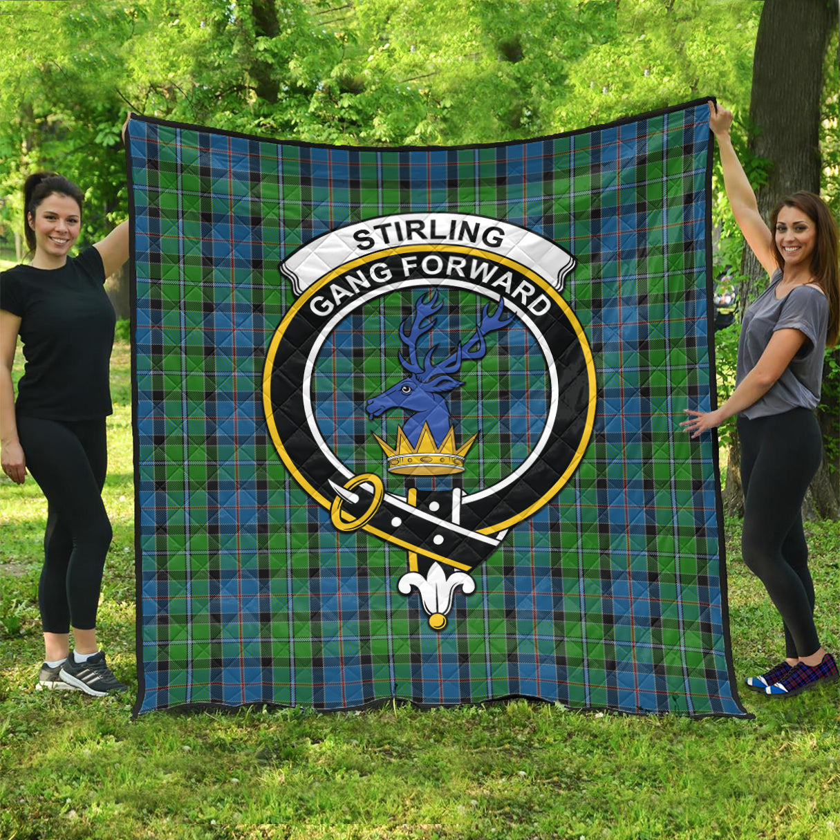stirling-tartan-quilt-with-family-crest