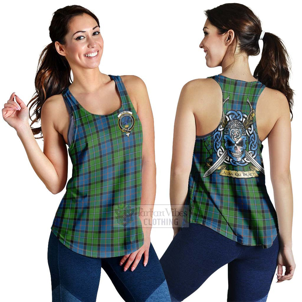 Tartan Vibes Clothing Stirling Tartan Women's Racerback Tanks with Family Crest Celtic Skull Style