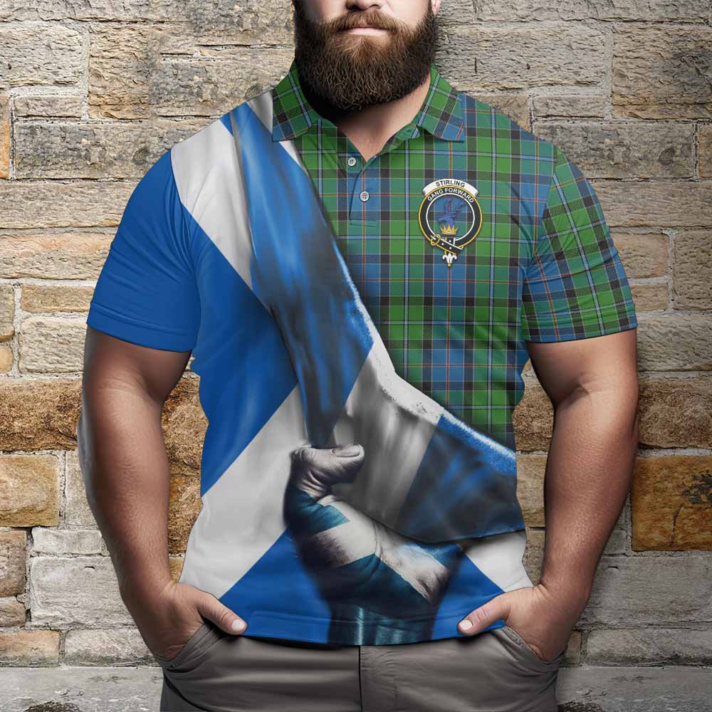 Tartan Vibes Clothing Stirling Tartan Polo Shirt with Family Crest Scotland Patriotic Style