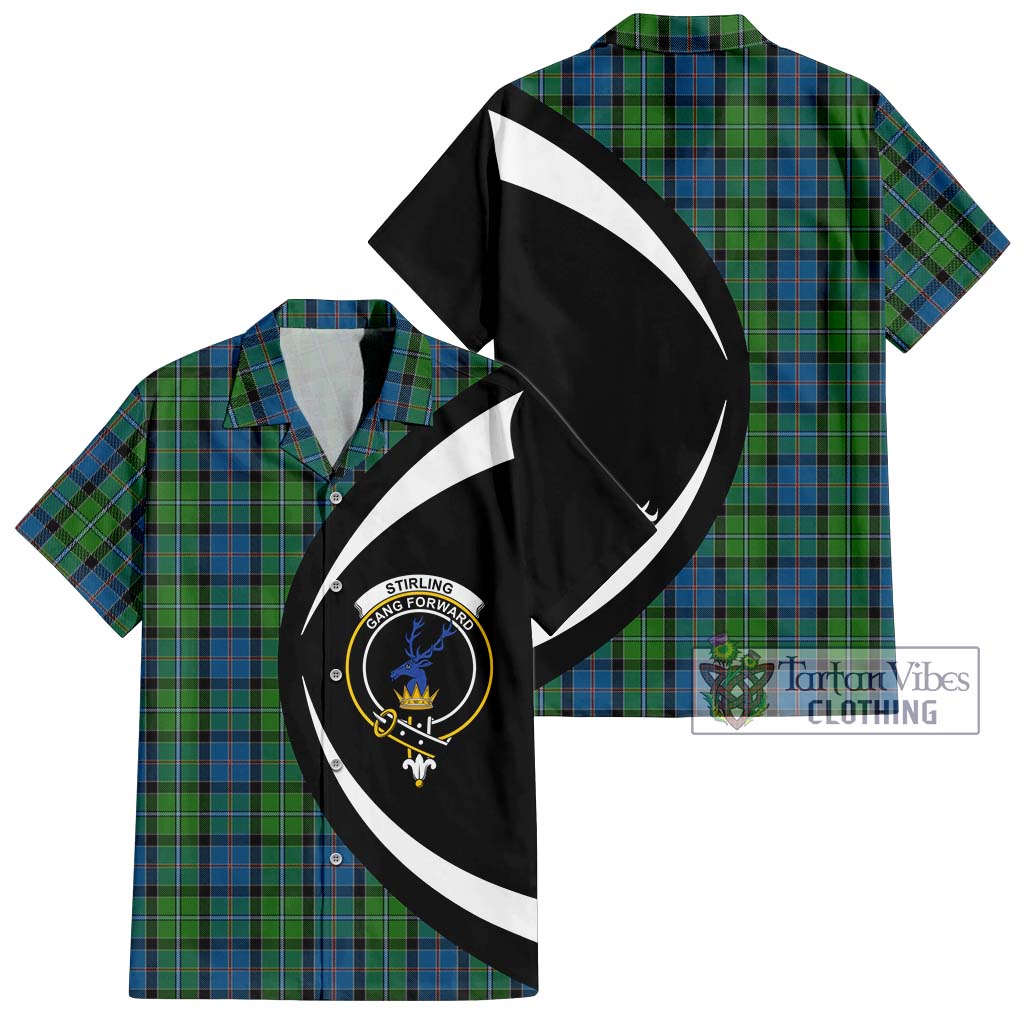 Stirling Tartan Short Sleeve Button Up with Family Crest Circle Style Kid - Tartan Vibes Clothing