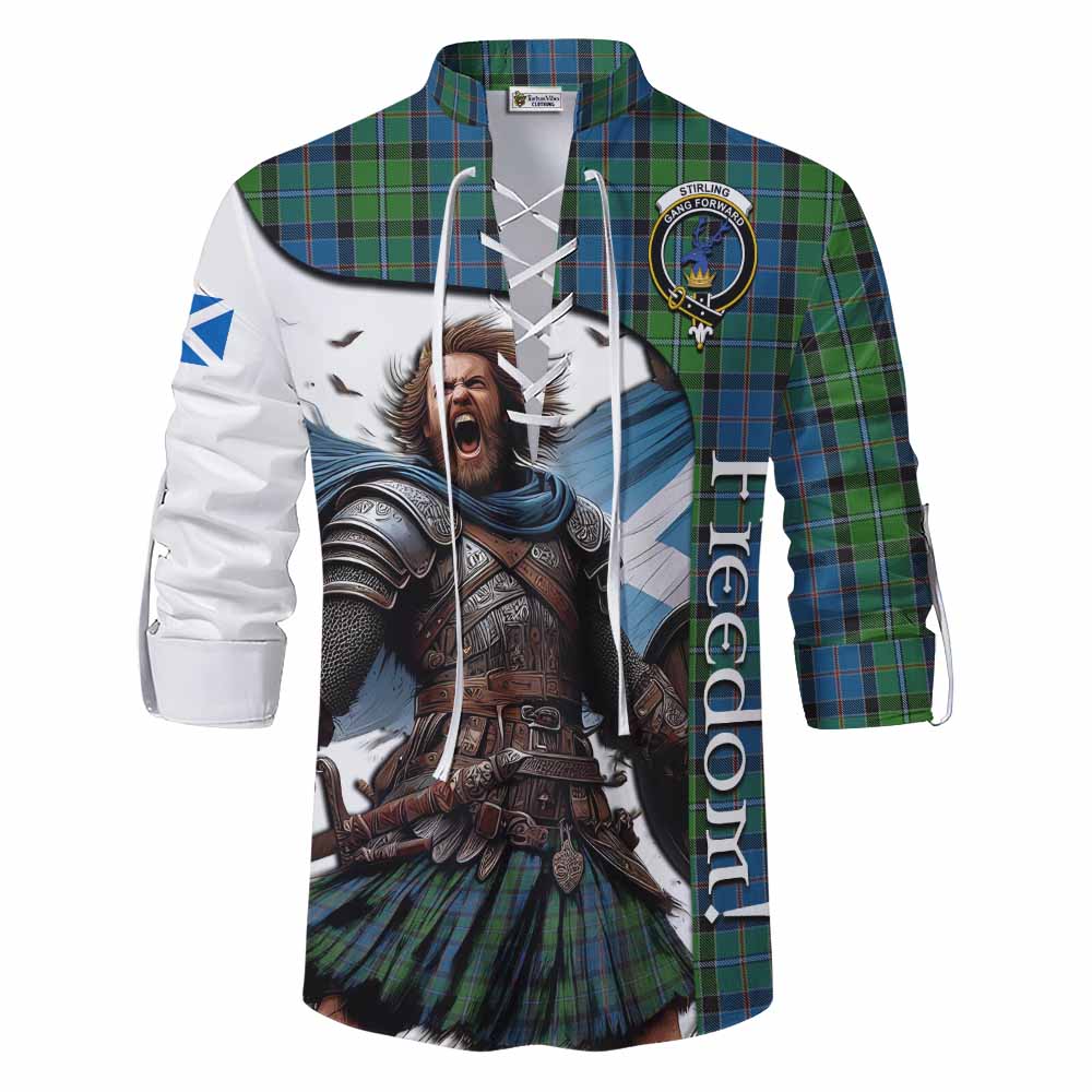 Tartan Vibes Clothing Stirling Crest Tartan Ghillie Kilt Shirt Inspired by the Freedom of Scottish Warrior