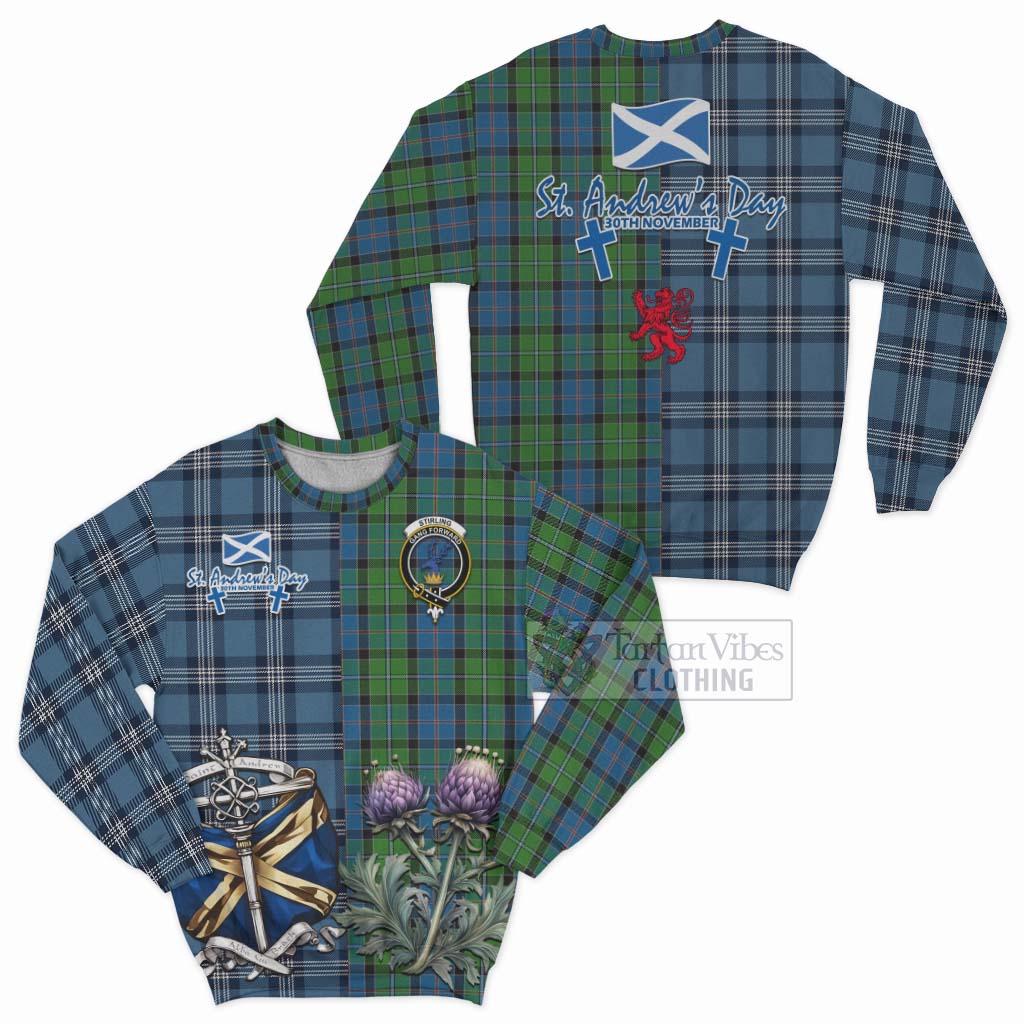 Stirling Tartan Sweatshirt Happy St. Andrew's Day Half Tartan Style Unisex - Tartan Vibes Clothing