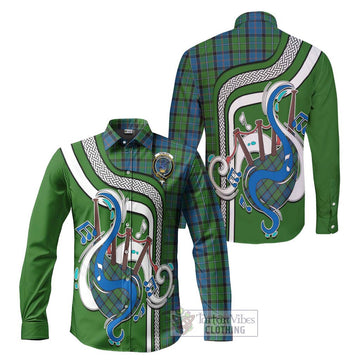 Stirling Tartan Long Sleeve Button Shirt with Epic Bagpipe Style