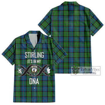 Stirling Tartan Short Sleeve Button Shirt with Family Crest DNA In Me Style