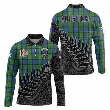 Stirling Crest Tartan Long Sleeve Polo Shirt with New Zealand Silver Fern Half Style Unisex - Tartan Vibes Clothing