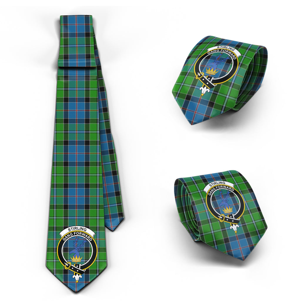 Stirling Tartan Classic Necktie with Family Crest Necktie One Size - Tartan Vibes Clothing