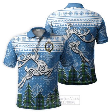 Stirling Clan Christmas Polo Shirt Celtic Reindeer Style