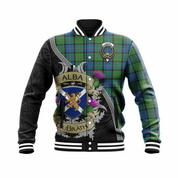 Stirling Tartan Family Crest Baseball Jacket Lion Rampant Royal Thistle Shield Celtic Inspired Unisex - Tartan Vibes Clothing