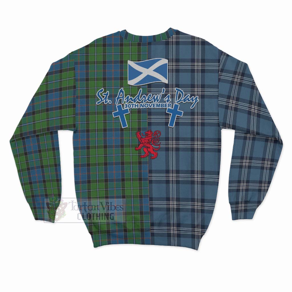 Stirling Tartan Sweatshirt Happy St. Andrew's Day Half Tartan Style - Tartan Vibes Clothing