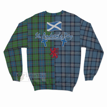 Stirling Tartan Sweatshirt Happy St. Andrew's Day Half Tartan Style - Tartan Vibes Clothing