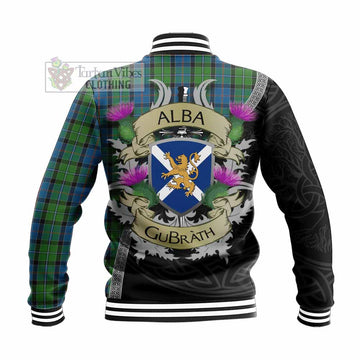 Stirling Tartan Family Crest Baseball Jacket Lion Rampant Royal Thistle Shield Celtic Inspired - Tartan Vibes Clothing