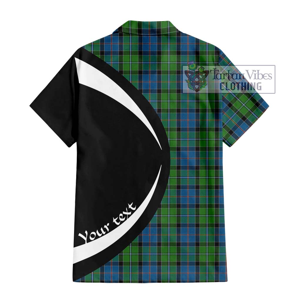 Stirling Tartan Short Sleeve Button Up with Family Crest Circle Style - Tartan Vibes Clothing