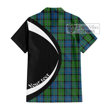 Stirling Tartan Short Sleeve Button Up with Family Crest Circle Style